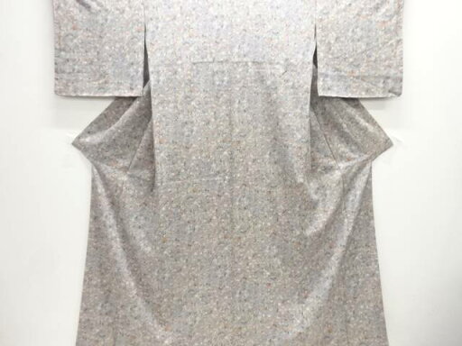 未使用品 草花に宝尽くし模様小紋着物【着】 未使用品 草花に宝尽くし模様小紋着物【着】