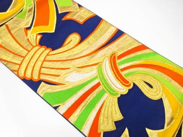 束ね熨斗模様織出し袋帯（着用可）【アンティーク】【中古】【着】(4)