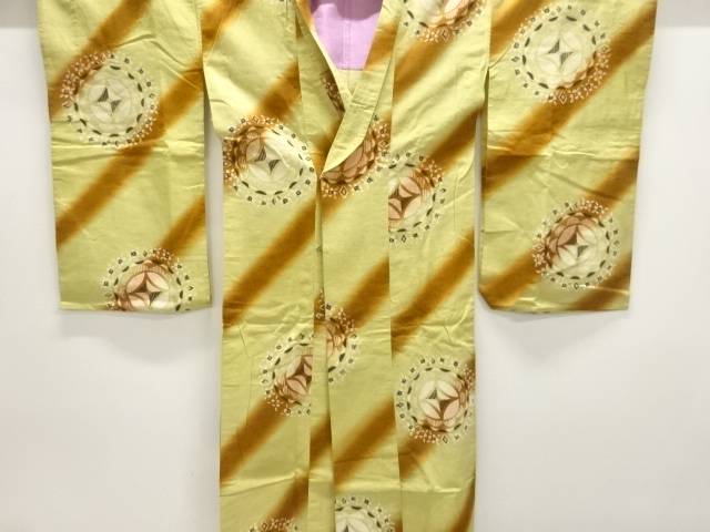 抽象花模様手織り紬ロング道行コート【アンティーク】【中古】【着】【sp_off】