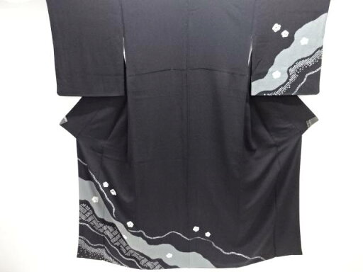 絞り道長取りに花模様訪問着【中古】【着】 絞り道長取りに花模様訪問着【中古】【着】