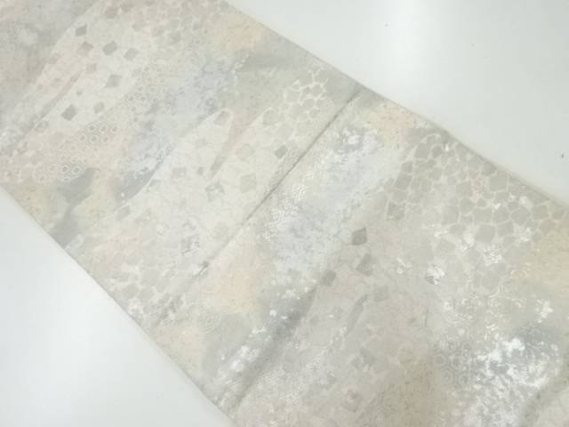 服部織物製　こはく錦箔散らし模様袋帯【中古】【着】