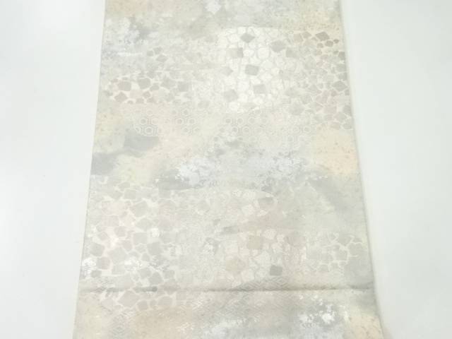 服部織物製　こはく錦箔散らし模様袋帯【中古】【着】