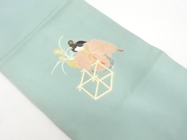 塩瀬能模様名古屋帯【アンティーク】【中古】【着】