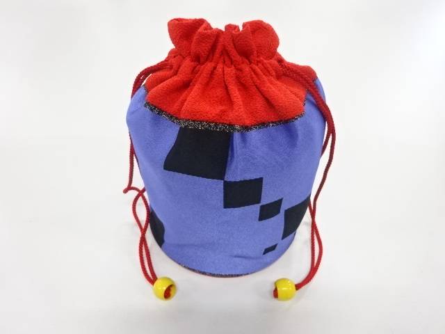 市松模様織出し巾着【リサイクル】【中古】【着】【sp_off】