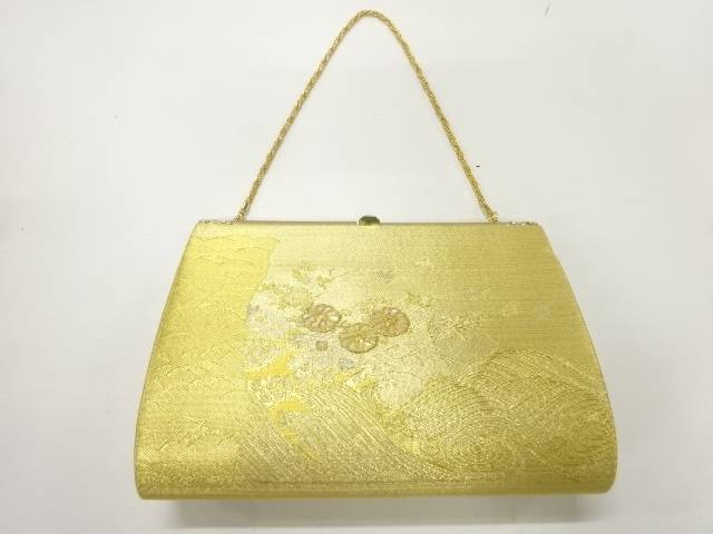 螺鈿波に花模様織出し和装バッグ【リサイクル】【中古】【着】【sp_off】