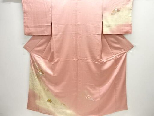 扇に草花模様訪問着【中古】【着】 扇に草花模様訪問着【中古】【着】