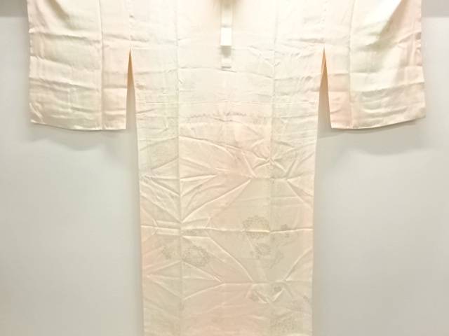 雲に菊模様織出し単衣長襦袢【中古】【着】