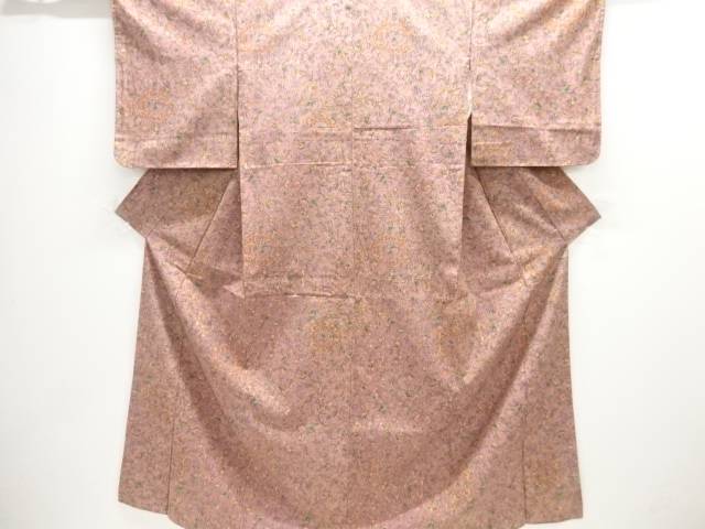 未使用品 唐花模様手織り紬着物【着】