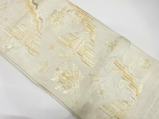 鳳凰に花模様織り出し袋帯(材料)【アンティーク】【中古】【着】 鳳凰に花模様織り出し袋帯(材料)【アンティーク】【中古】【着】