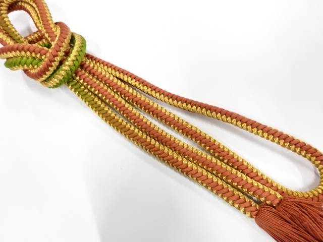 正絹　撚り房　手組帯締め【中古】【着】