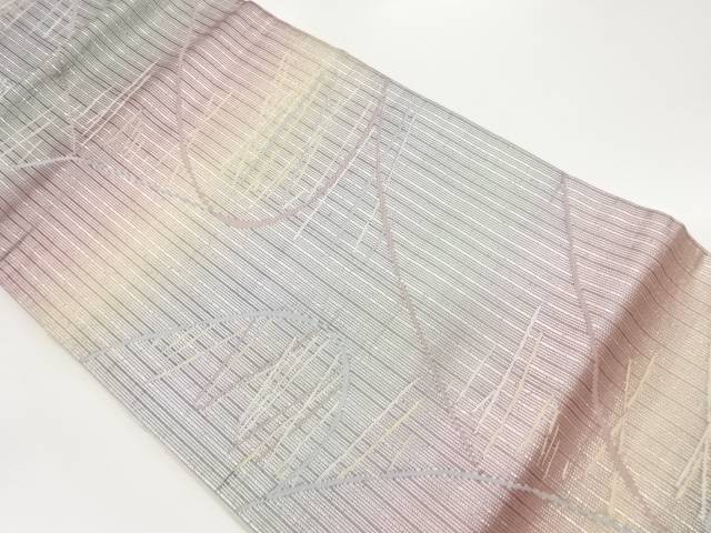 縞に抽象模様織出し名古屋帯【中古】【着】(4)