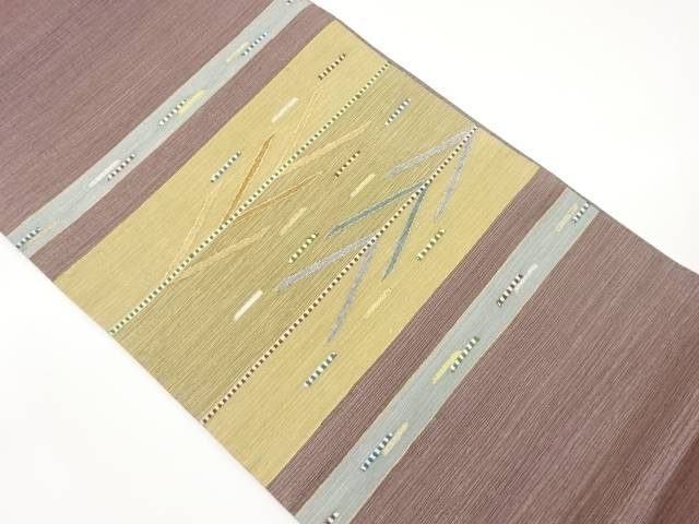 横段に抽象模様織出し袋帯【中古】【着】(4)