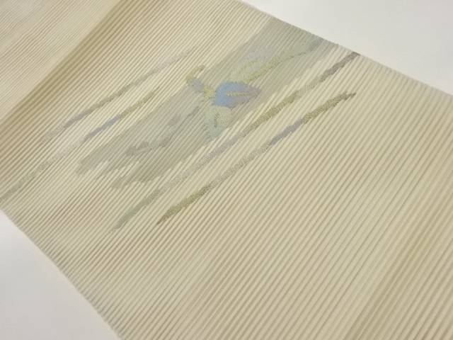 絽枝葉に斜線模様織出し名古屋帯【中古】【着】(4)