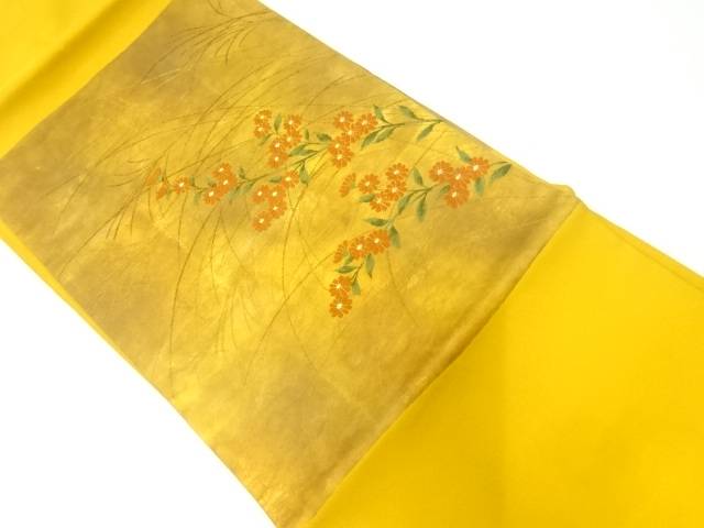 菊模様織出し名古屋帯【中古】【着】