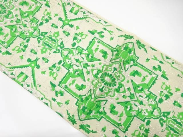 華文模様織出し袋帯（材料）【アンティーク】【中古】【着】(4)