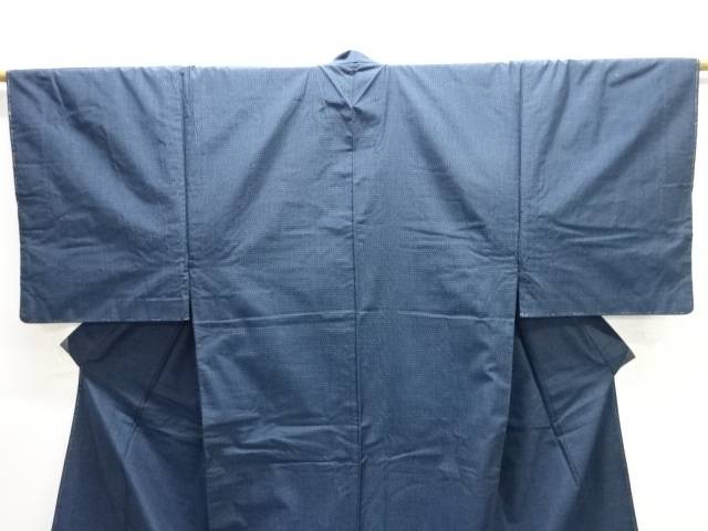 未使用品　小格子織り出し手織り紬男物着物アンサンブル(キングサイズ)【着】