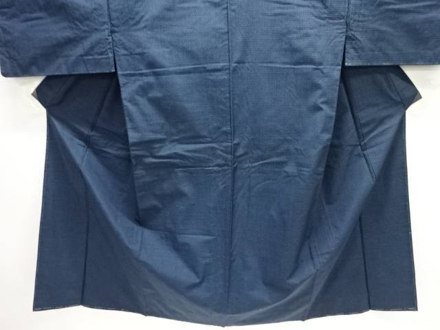 未使用品　小格子織り出し手織り紬男物着物アンサンブル(キングサイズ)【着】