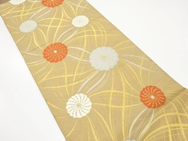 菊模様織り出し袋帯（材料）【アンティーク】【中古】【着】(4)