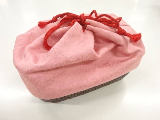 花模様織出し竹籠巾着【中古】【着】【sp_off】