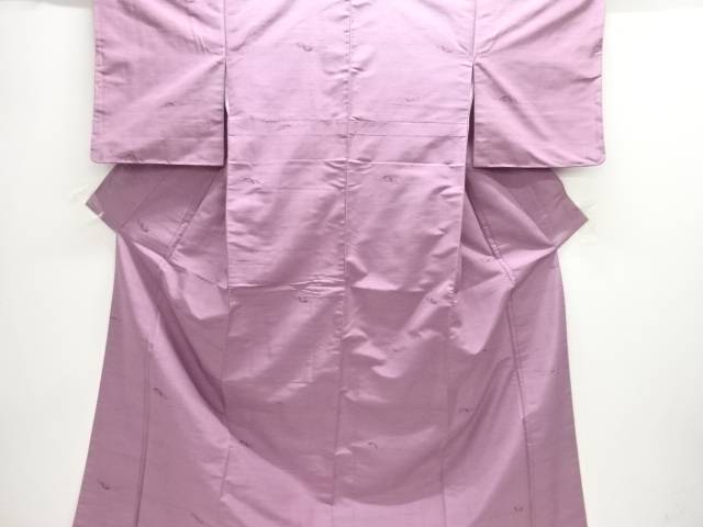 片輪車模様織り出し手織り節紬着物【アンティーク】【中古】【着】