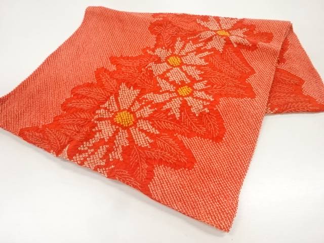 本総絞り草花模様ショール【中古】【着】(4)