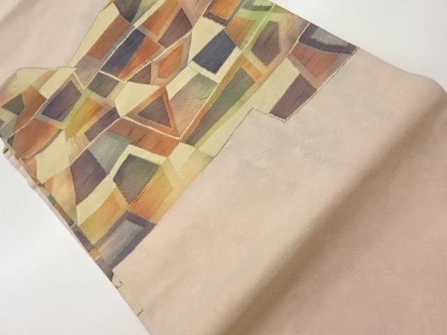 ふくれ織幾何学模様織出し名古屋帯【中古】【着】