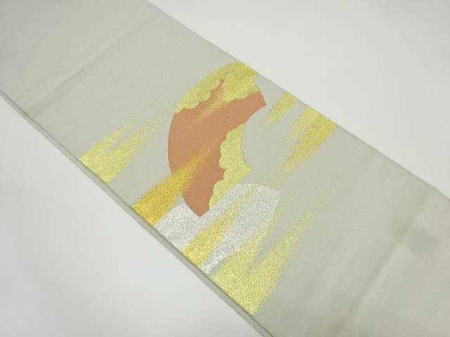 綴れ霞に地紙・雲模様織り出し袋帯【リサイクル】【中古】【着】【袋帯】