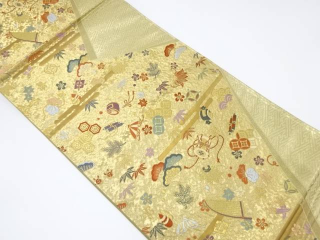 秀華宝尽し織り出し袋帯【中古】【着】【袋帯】