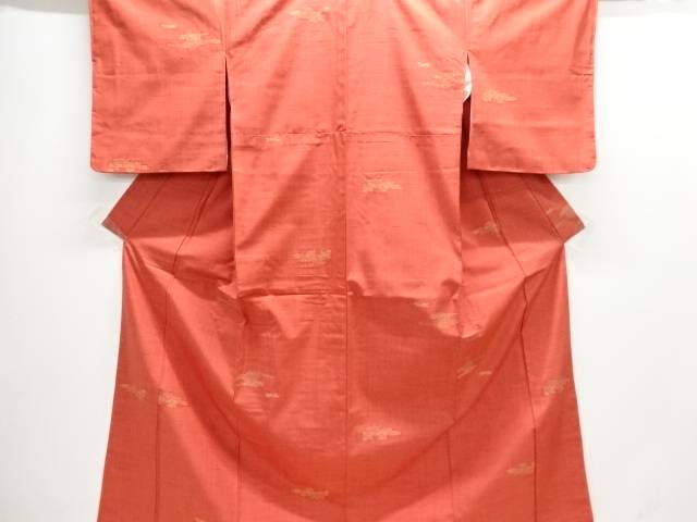 霞模様織り出し手織り紬着物【中古】【着】【紬・お召し】(4)