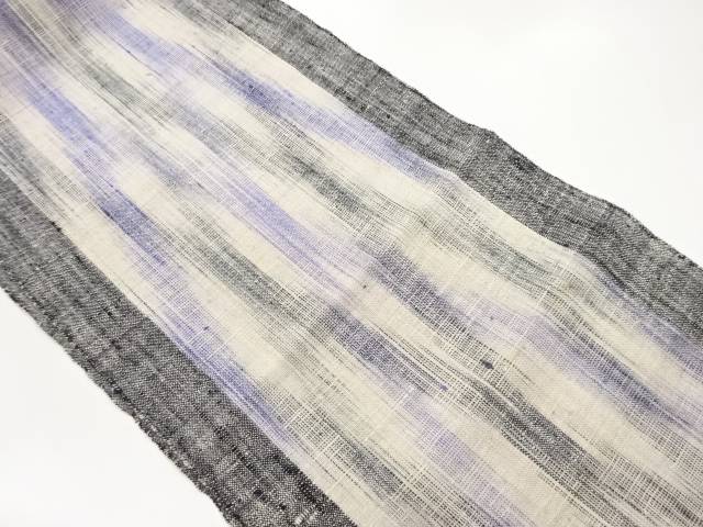 手織り真綿紬変わり縞模様織出し名古屋帯【中古】【着】【名古屋帯】