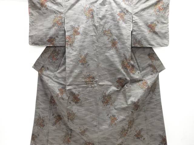 未使用品　花篭模様織り出し西陣伝承紬着物【着】【紬・お召し】