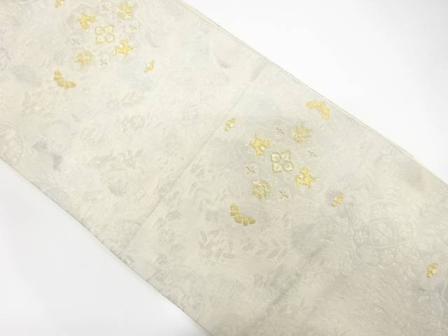 花更紗模様織出し袋帯（材料）【アンティーク】【中古】【着】【袋帯】