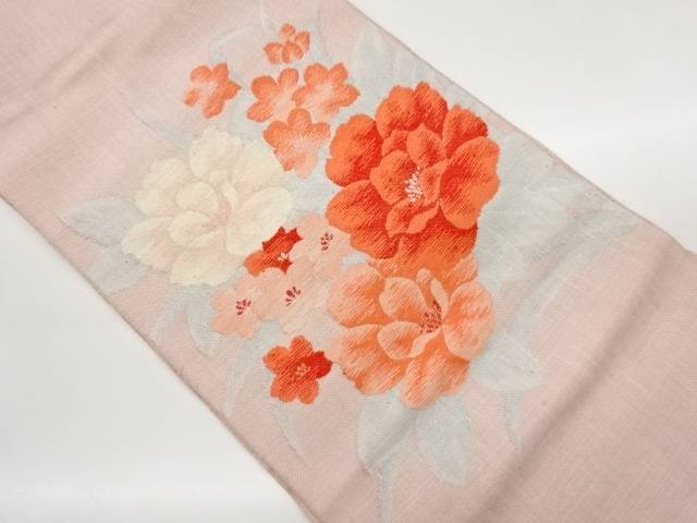 手織り真綿紬牡丹に桔梗模様織出し名古屋帯【中古】【着】【名古屋帯】(4)