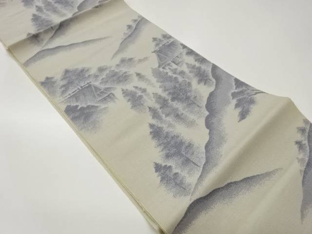 Other - 木々に山並・寺模様織出し名古屋帯【中古】【着】【名古屋帯】