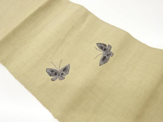 手織り真綿紬パッチワーク蝶模様名古屋帯【中古】【着】【名古屋帯】