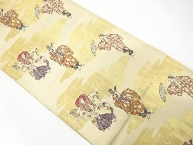 能役者模様織り出し袋帯（材料）【アンティーク】【中古】【着】【袋帯】