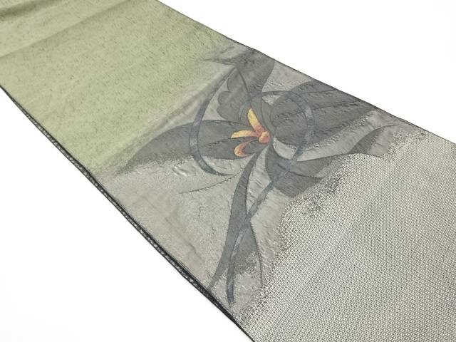 抽象花葉模様織出し名古屋帯【中古】【着】【名古屋帯】