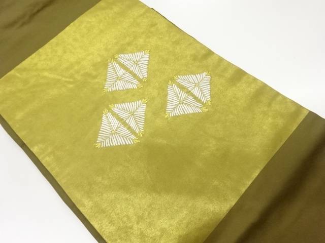 引箔変わり松菱模様刺繍名古屋帯【中古】【着】【名古屋帯】