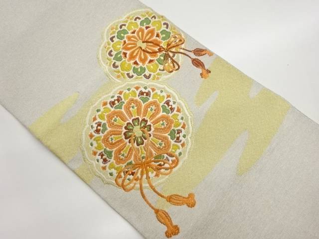 綴れ鏡裏に華紋・ヱ霞模様織出し名古屋帯【中古】【着】【名古屋帯】