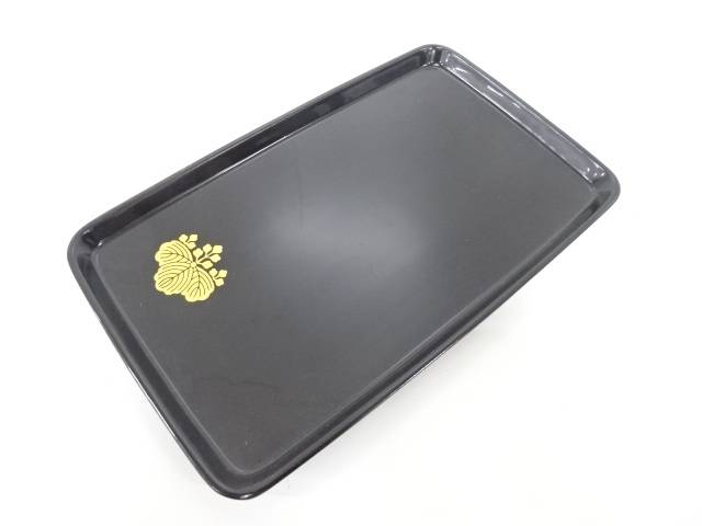 漆塗り　桐文　切手盆【中古】【道】