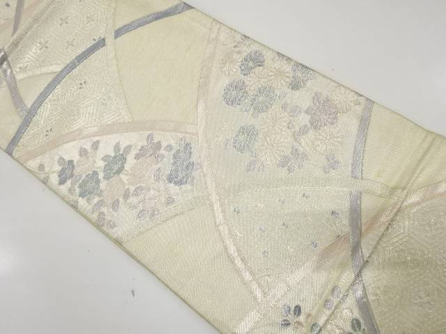 佐賀錦　菊に椿・萩模様織り出し袋帯（材料）【アンティーク】【中古】【着】【袋帯】(4)