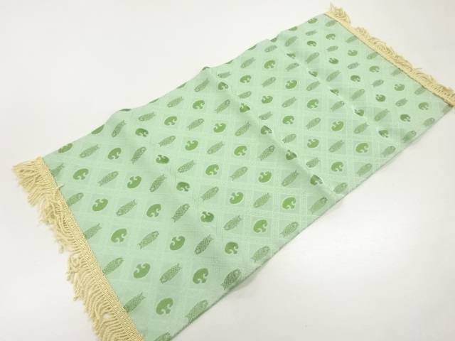 菱に魚模様織出し卓布【中古】【着】【その他】(4)