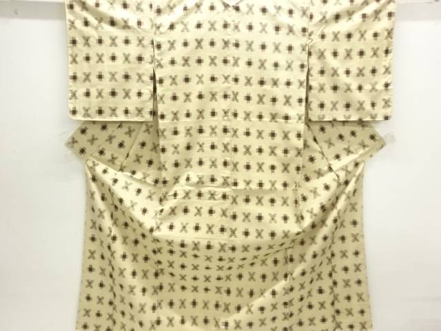 絣柄織出し手織り紬着物【中古】【着】【紬・お召し】