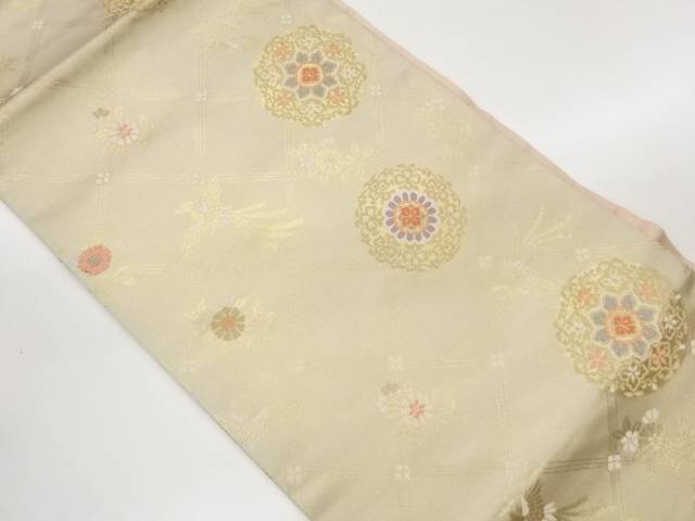 襷に鳳凰・華紋模様織出し名古屋帯【中古】【着】【名古屋帯】