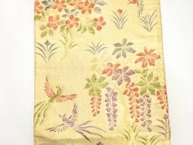 Kimono-Shinei 2号店の佐賀錦　鳳凰に藤・花模様織り出し袋帯（材料）【アンティーク】【中古】【着】【袋帯】｜アングル2
