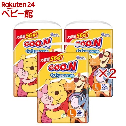 グーン ぐんぐん吸収パンツ Lサイズ ディズニー(3個入×2セット(1個56枚))【グーン(GOO.N)】