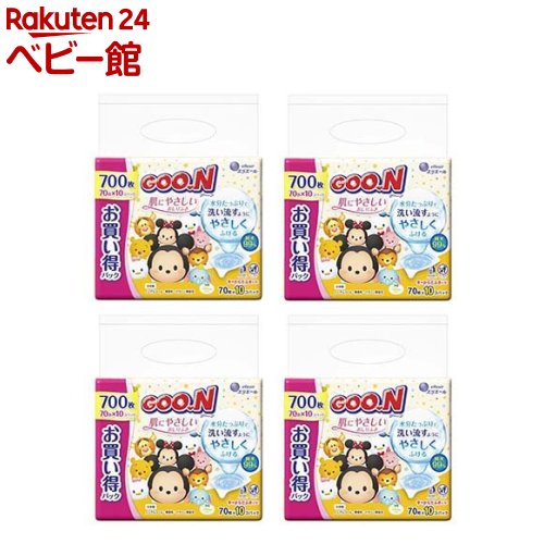 【18日10:00~21日9:59 エントリーで最大7倍】グーン肌にやさしいおしりふき(10個パック入×4セット(1パック70枚))【グーン(GOO.N)】