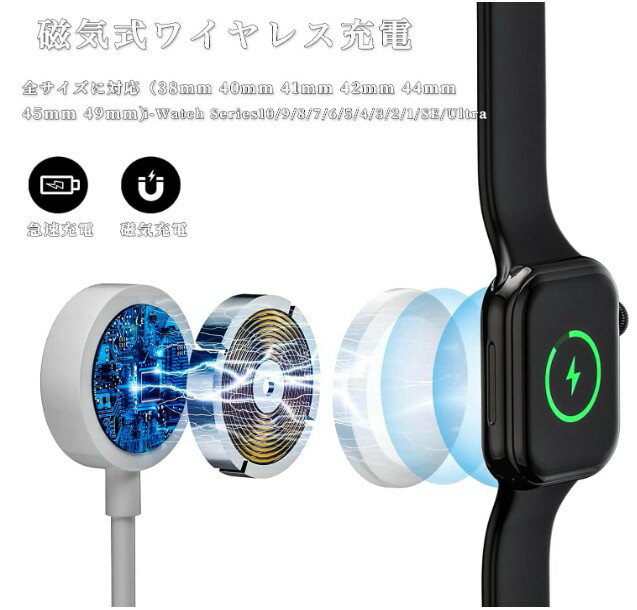 最新設計 4in2 Apple Watch 充電ケーブル USB+Type-Cポート搭載 for Apple Watch ...