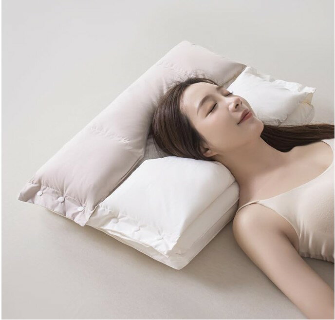 Rakuten - 枕 首が痛くならない まくら 安眠枕 【二層構造・耳と後頭部の凹型中空設計】 快眠枕 低反発 高反発 抱き枕 立体構造 60x40cm 6/10cm高さ調節可能 いびき防止 首や肩の負担にならない 丸洗い可能 通気性 綿100% プレゼントに最適
