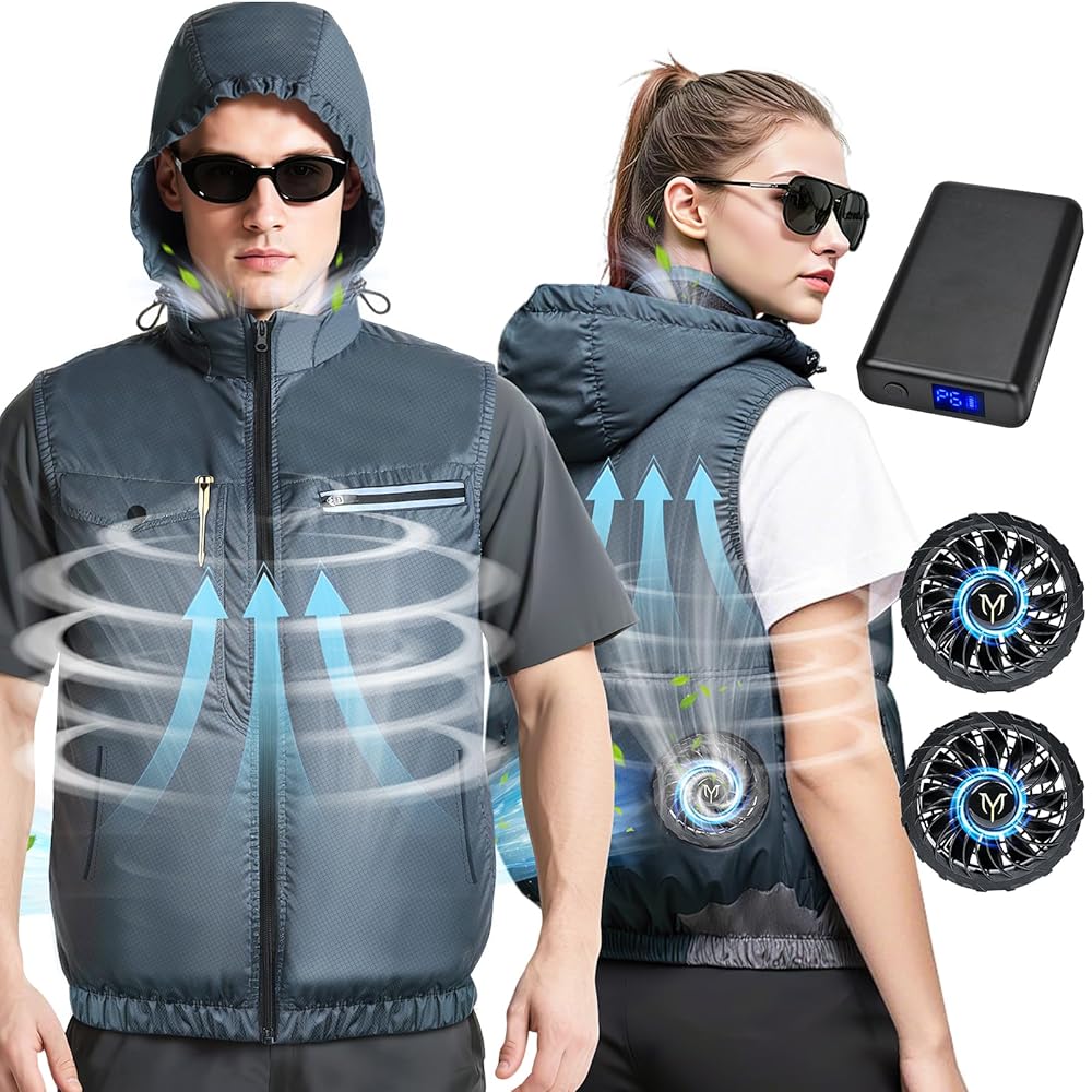 業界NO.1無敵風量&航続時間 12枚羽根 最大52H連続使用 体感-18℃空調作業服 ファンバッテリーセット 6段階風量ファン付きベスト熱中症 Lサイズ